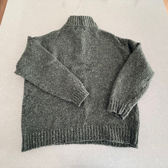 Authentic Irish Aran Islands ‎Merino Wool Tweed 1/4 Zip Green Sweater‎ XL-worn1x - Picture 8 of 10